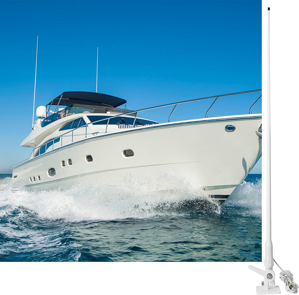 VHF Marine Antenna Waterproof 3DBI 43.3inch Fiberglass N731
