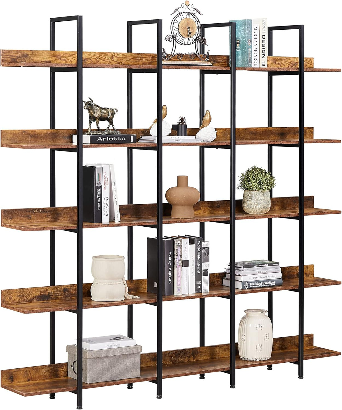 5 Tier Open Bookshelf with Metal Frame R28619