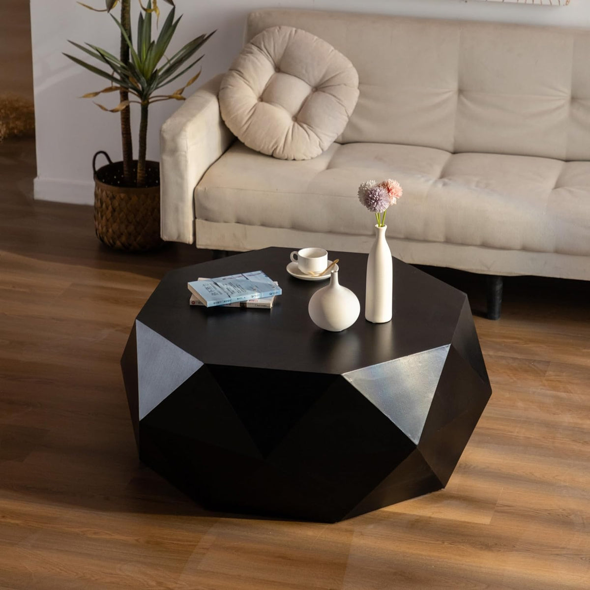 Black Round Wood Coffee Table N520921