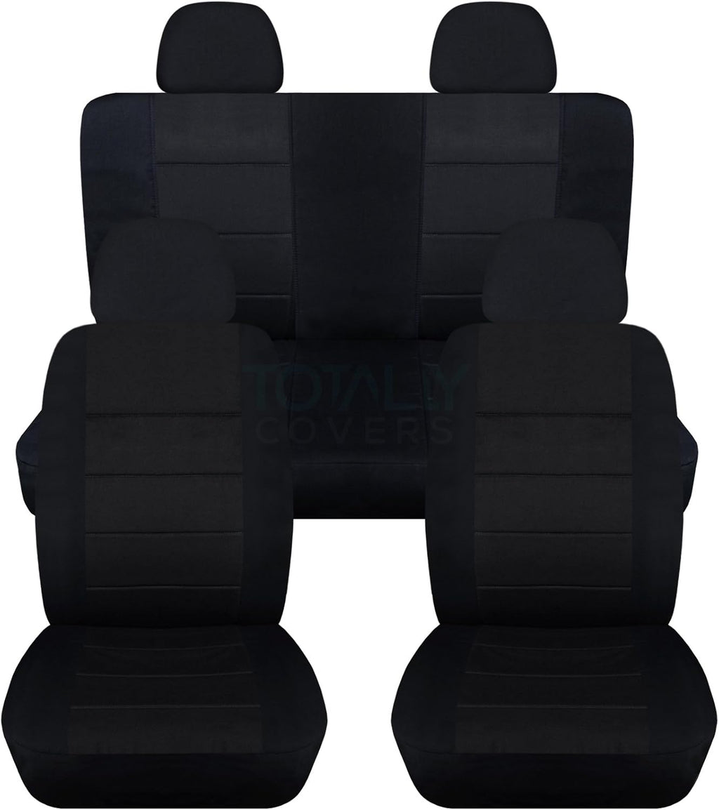 Charcoal Solid Car Seat Covers Full Set with 4 Headrest Covers G8504