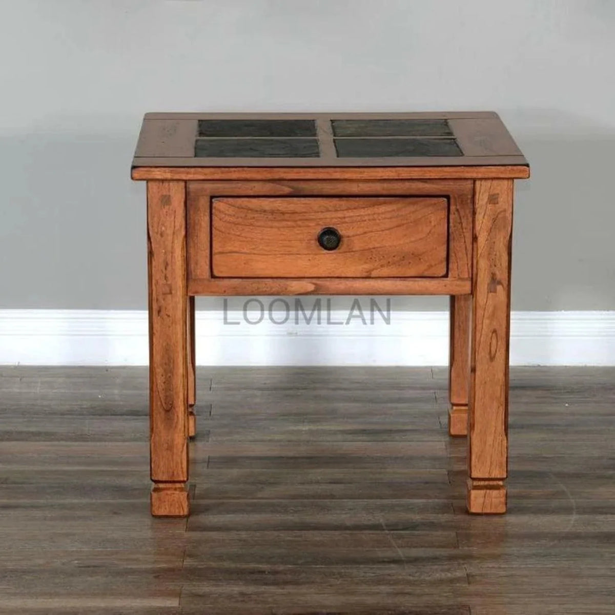 26" Transitional Wood End Table in Rustic Oak R6315