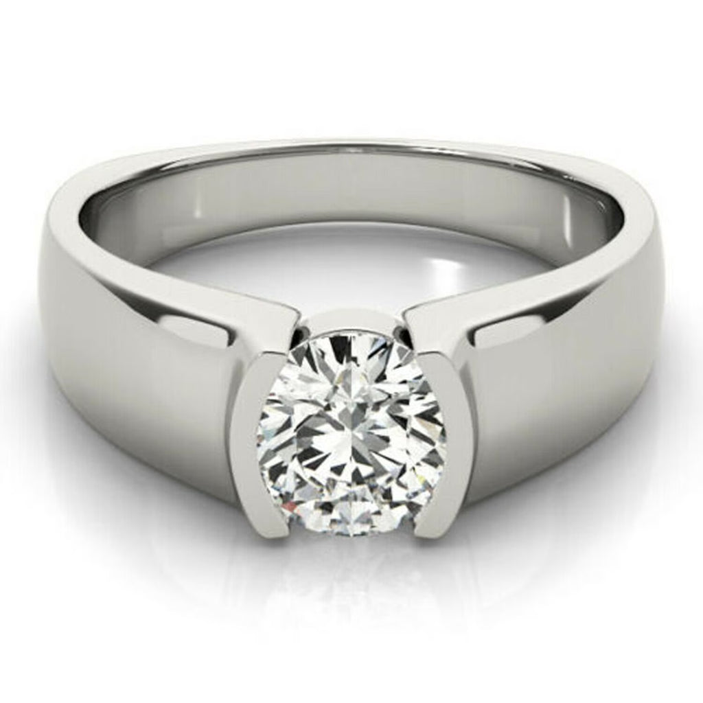 18K White Gold Plated Solitaire Engagement Ring 925 Sterling Silver W9739