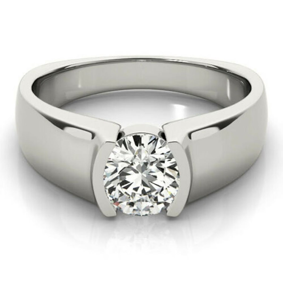 18K White Gold Plated Solitaire Engagement Ring 925 Sterling Silver W9739