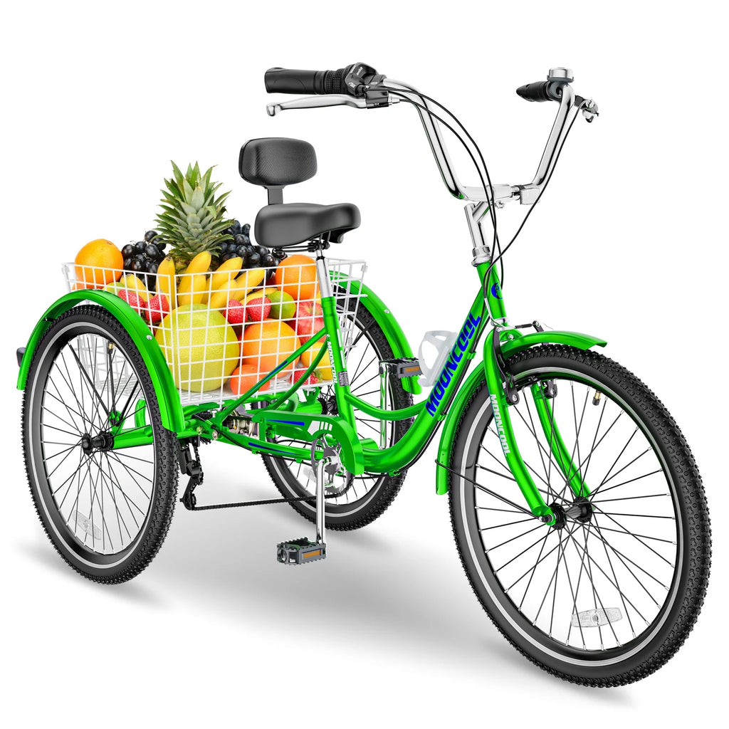 26 Adult Tricycle 7 Speed 450lbs Capacity with Shopping Basket F478