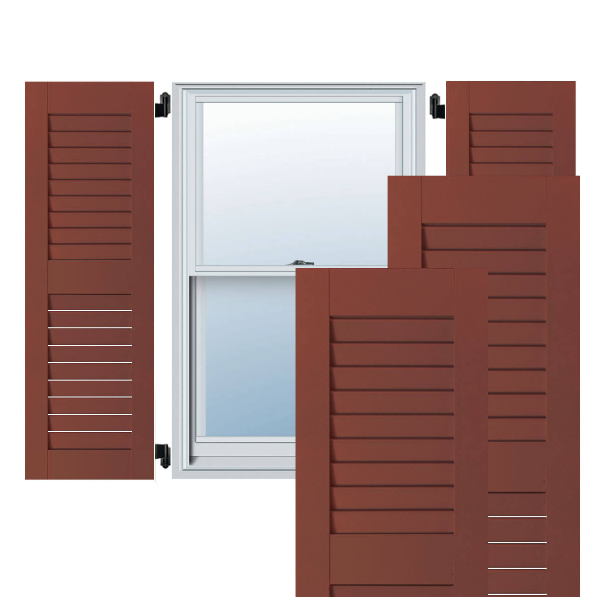 18 in. x 25 in. Real Wood Western Red Cedar Louvered Shutters Pair P91351