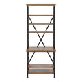 Industrial Metal 6-Shelf Bookcase in Dark Oak K76825