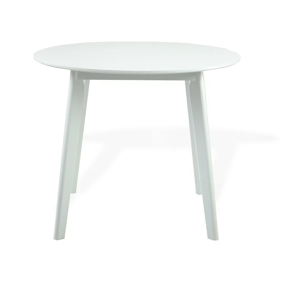 Set of 2 Chairs and Round Dining Table Solid Wood Padded Seat White L4921