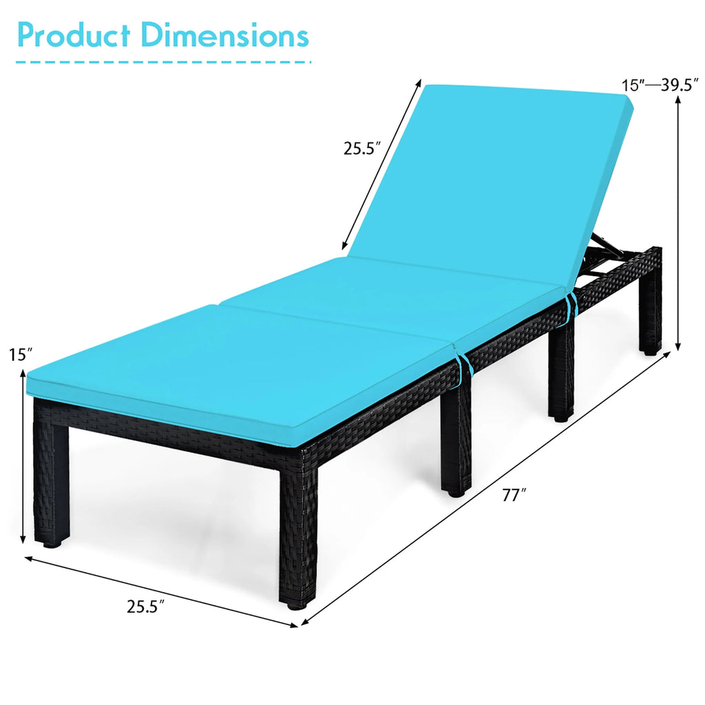 Patio Rattan Lounge Chair Height Adjustable Turquoise Y93822
