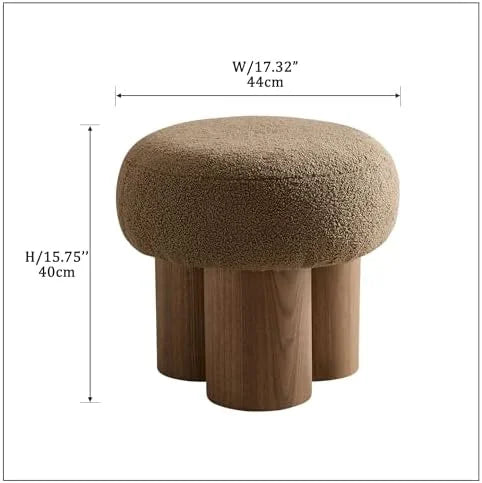 Small Round Teddy Fabric Ottoman with Non-Skid Legs W996309