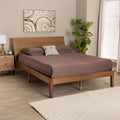 Walnut Brown Wood Queen Size Platform Bed I4359