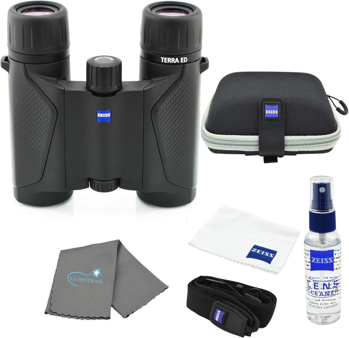 8x25 Compact Pocket Binocular Black Bundle with Lens Care Kit and Cleaning Cloth P836443