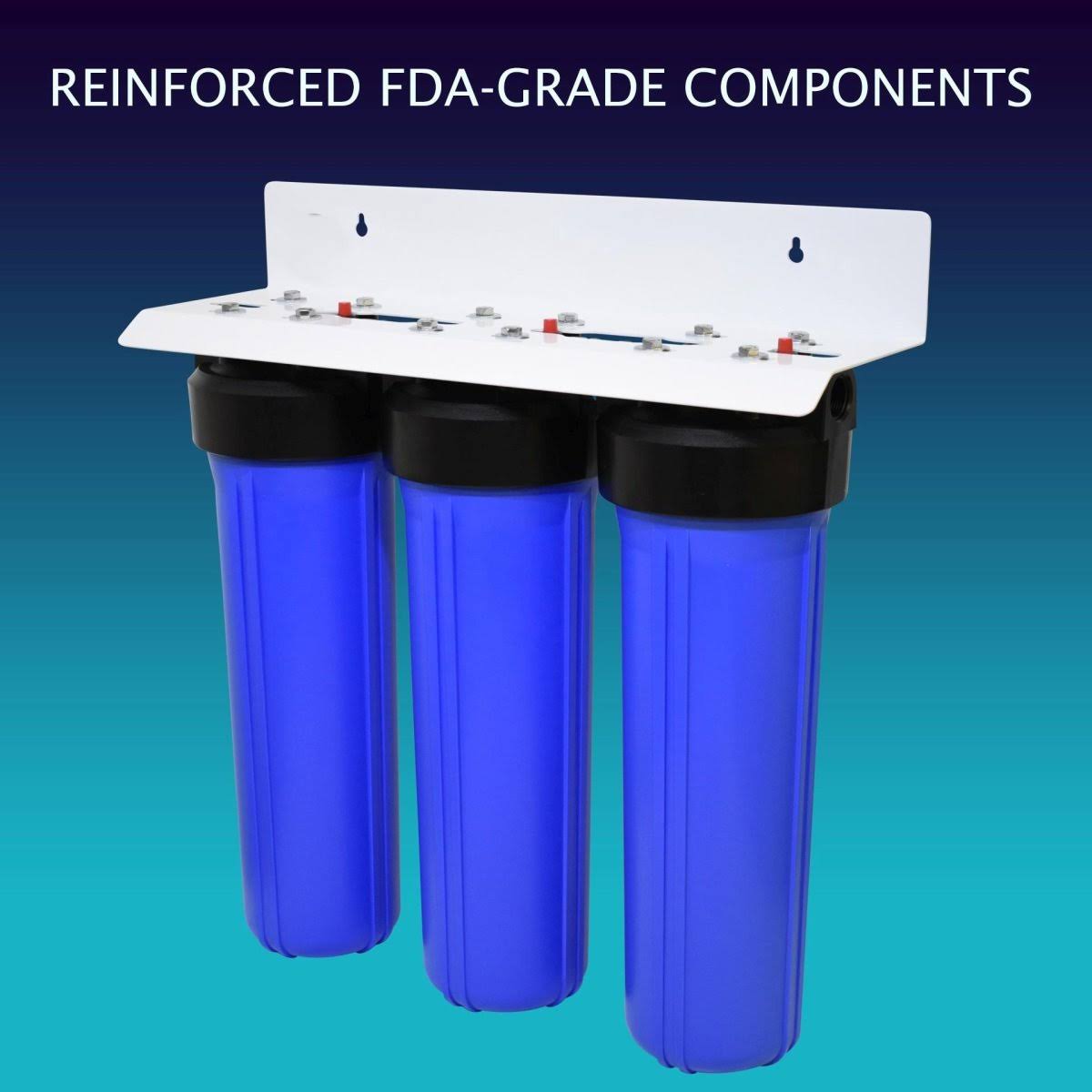 3-Stage Sediment and Dual Carbon Block Whole House Water Filtration System 20 x 4.5 in. T1338