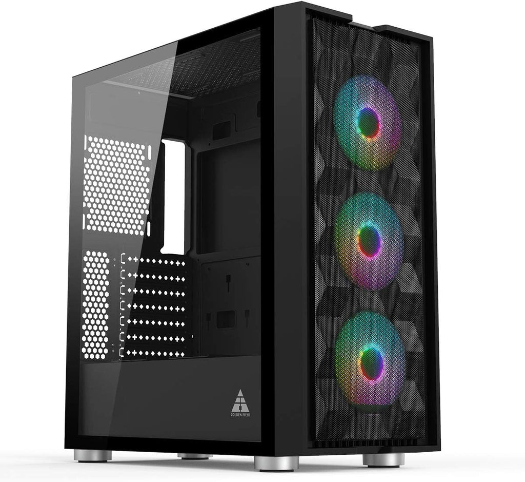 Pink Mid Tower Computer Case with Tempered Glass Side Panel L446