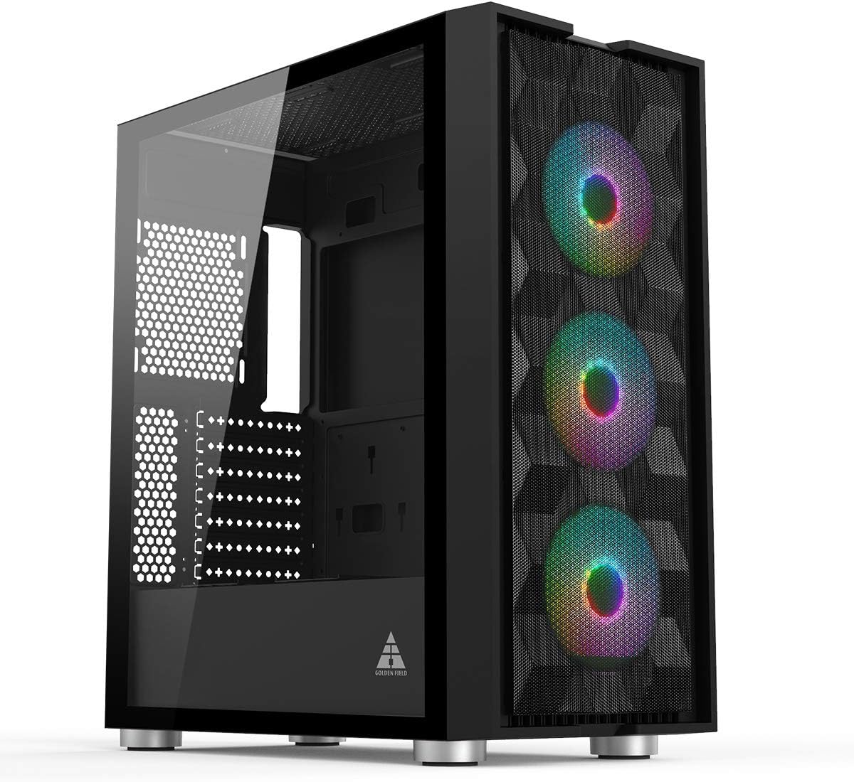 Pink Mid Tower Computer Case with Tempered Glass Side Panel L446