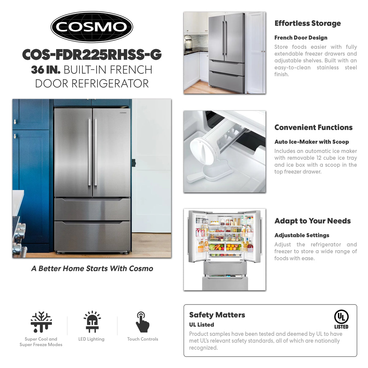 22.5 cu. ft. 4-Door Stainless Steel Refrigerator V203