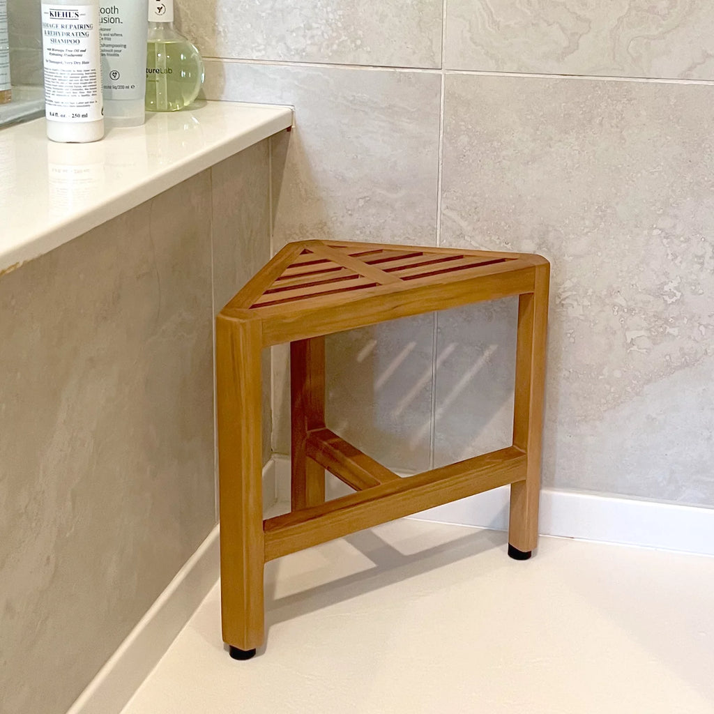 Solid Teak Corner Foot Stool Side Table H823364