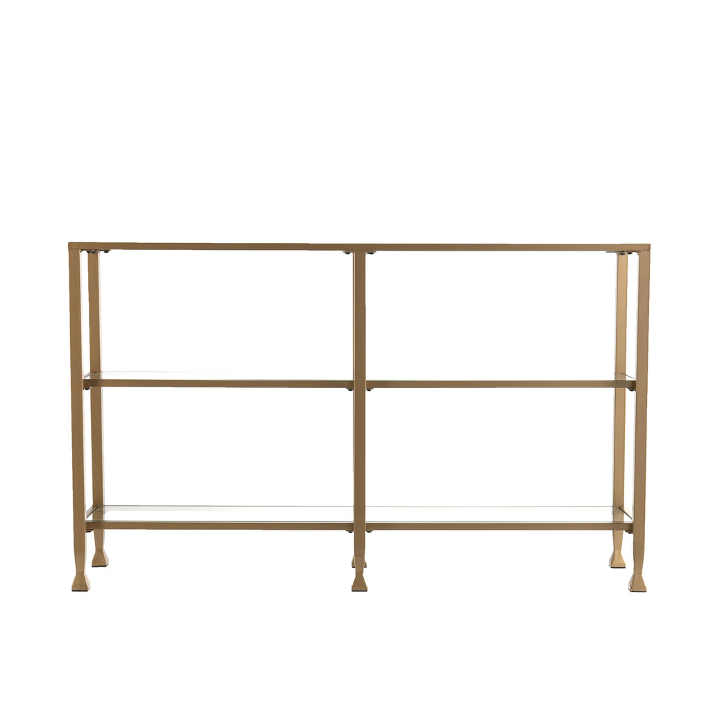 Gold Metal and Glass Console Table Y228