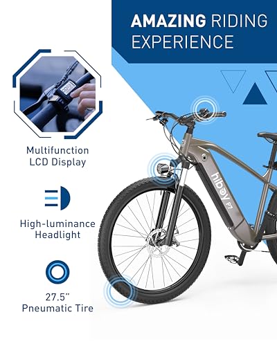 Electric Bike with 800W Peak Motor, 25mph Max Speed, 696 WH Removable Battery, 27.5" Front Suspension B28191