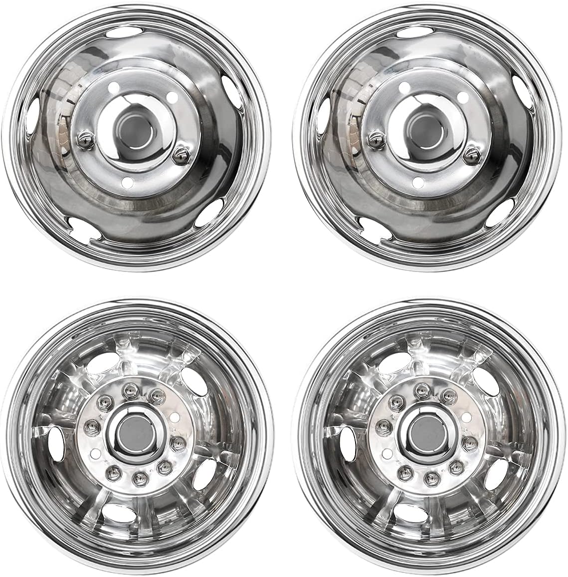 4pc 19.5inch Polished Stainless Steel Dually Wheel Simulators F148792