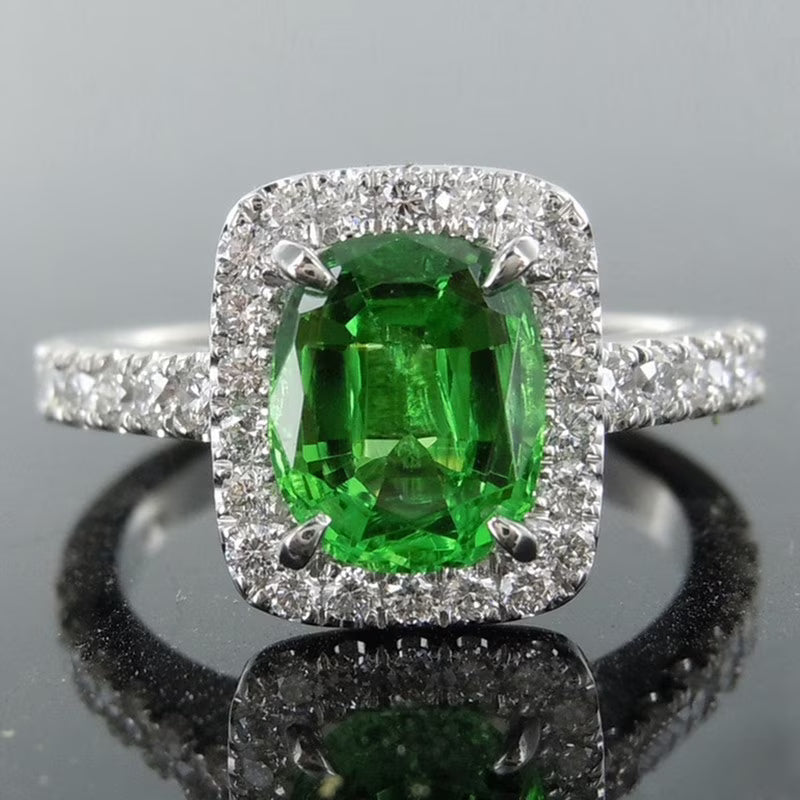 14K White Gold Cushion Cut Halo Engagement Ring N766120
