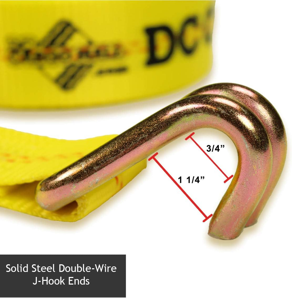 4-Pack Ratchet Tie-Down Straps with Double Wire J-Hooks, 2 x 27' Q161