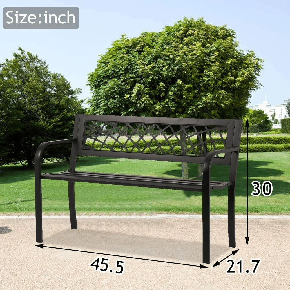 Black Outdoor Garden Bench with Armrests G64262