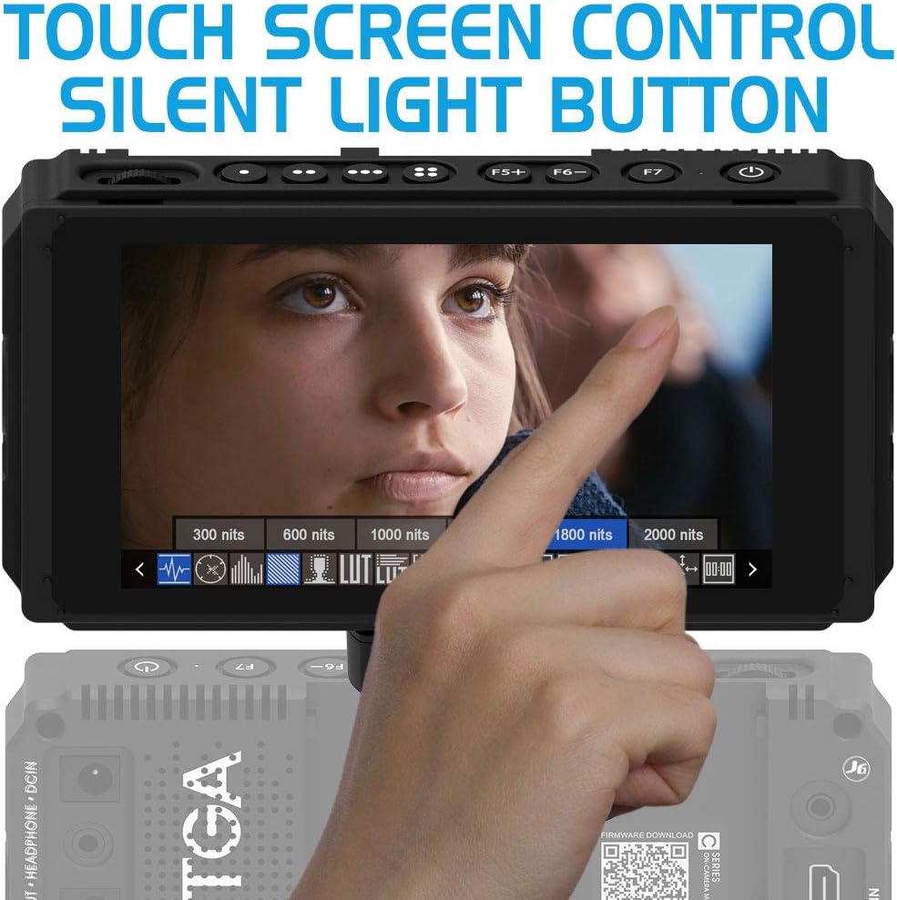 5 Inch 2000nit Touch Screen DSLR Camera Field Monitor with 3D LUT, 4K HDMI Input/Output, Dual NP-F Battery Mount O985920