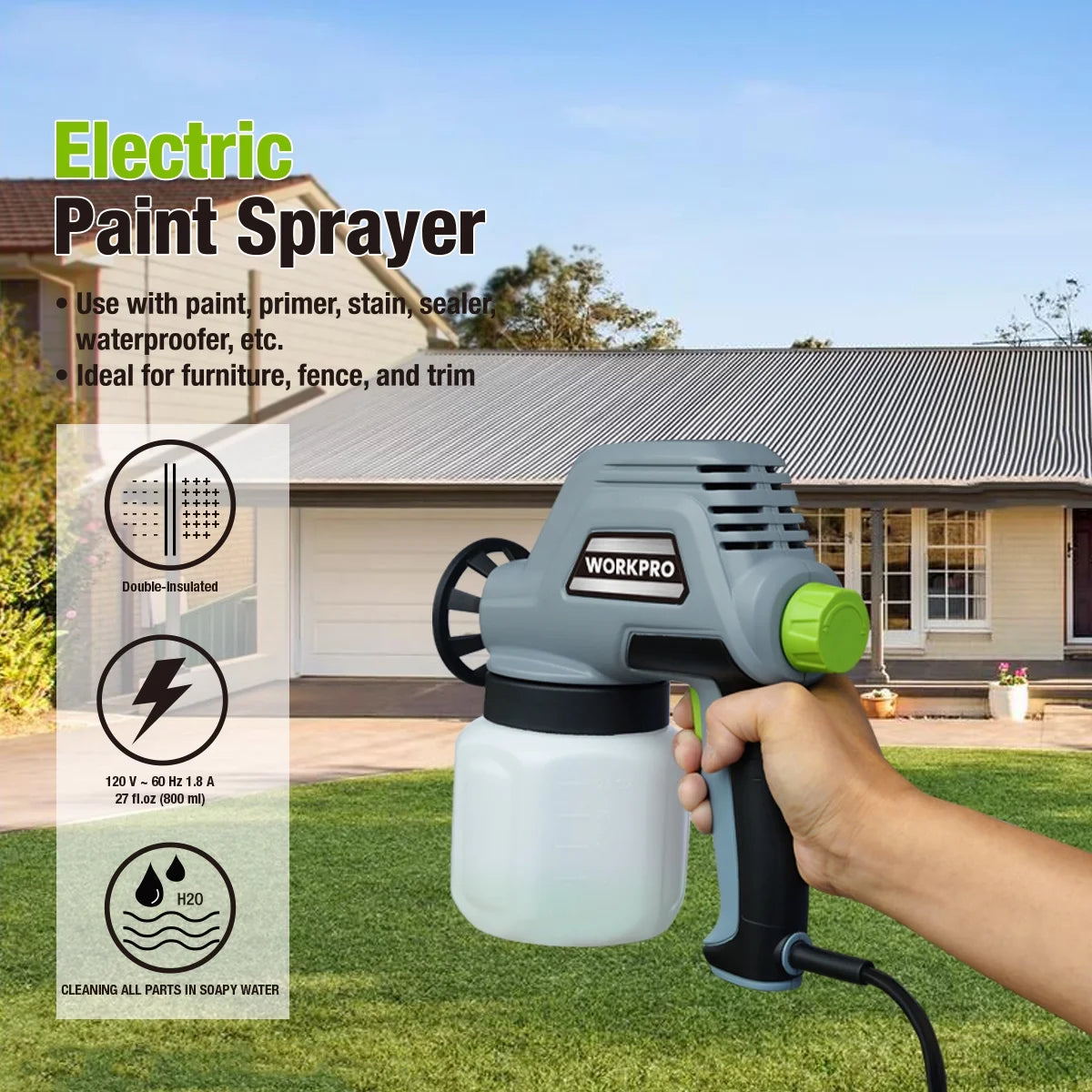 Electric Paint Sprayer with 0.8mm Nozzle, 120 Volt W9093