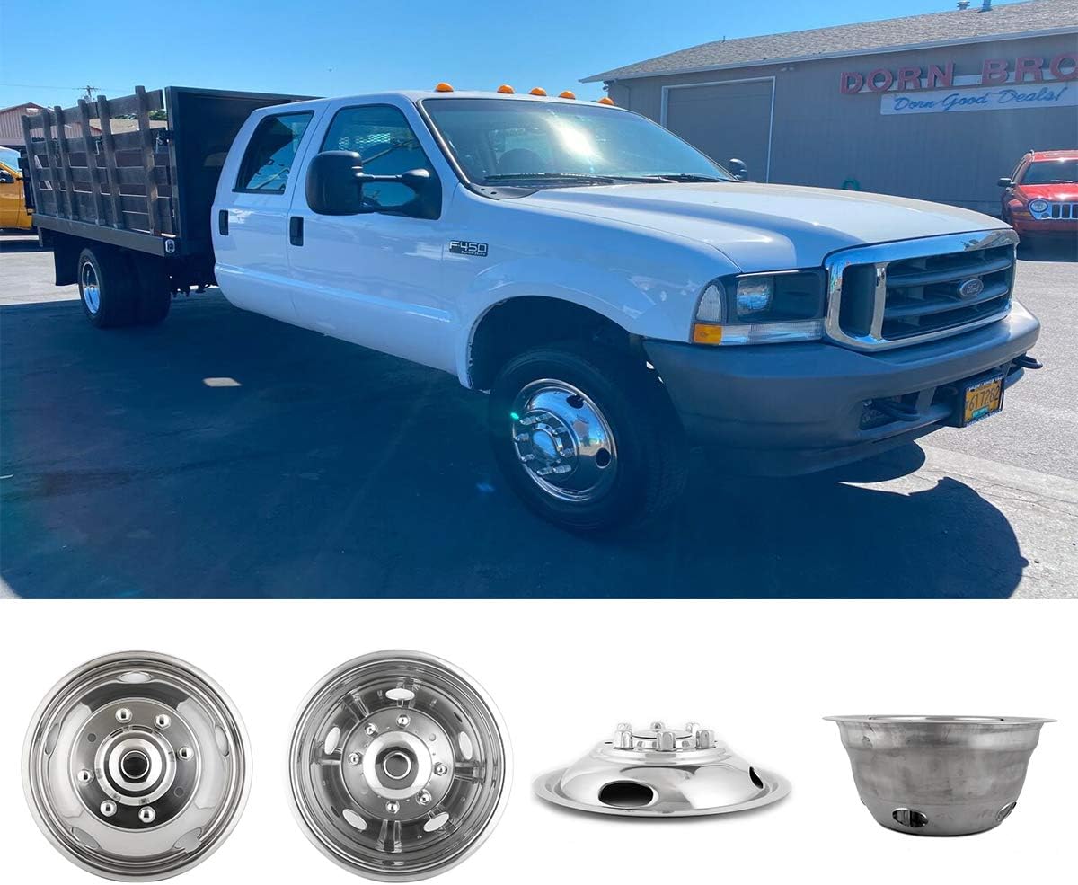 4pc 19.5inch Polished Stainless Steel Dually Wheel Simulators F148792