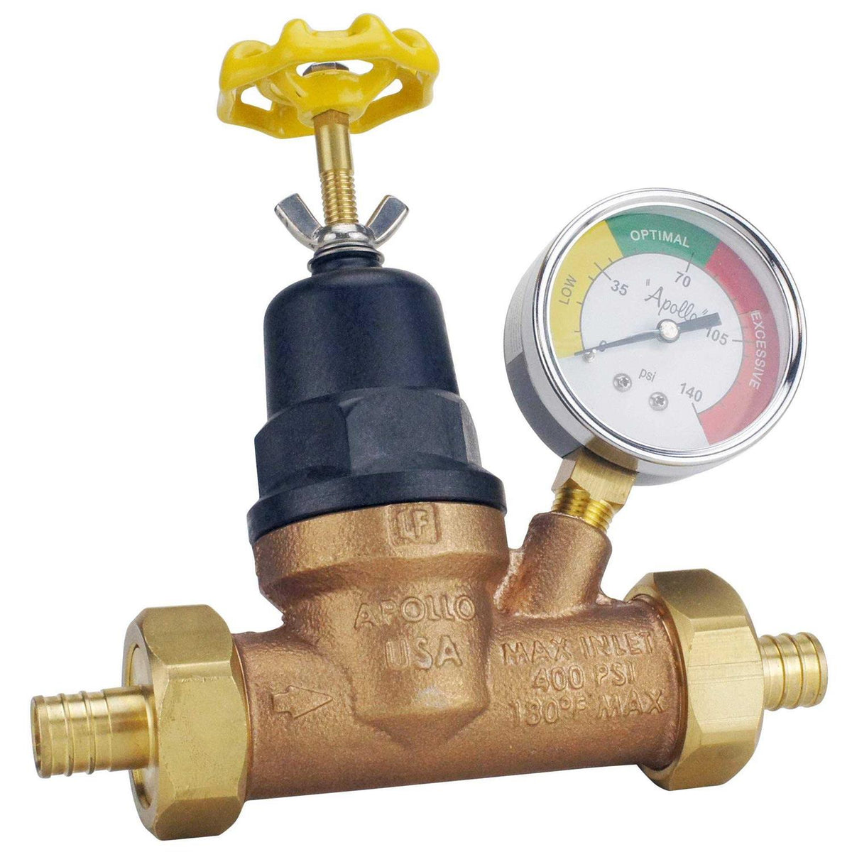 3/4 in. Bronze Double Union PEX Water Pressure Regulator with Gauge D891