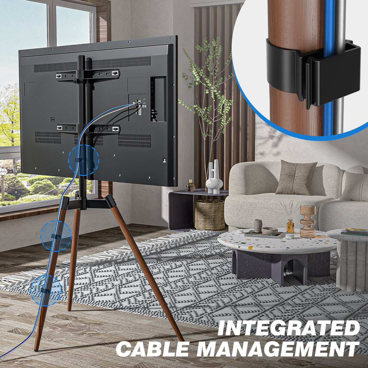 Adjustable Tripod Floor TV Stand with Mount for 32" to 65" Flat Screen TVs, Brown A897666