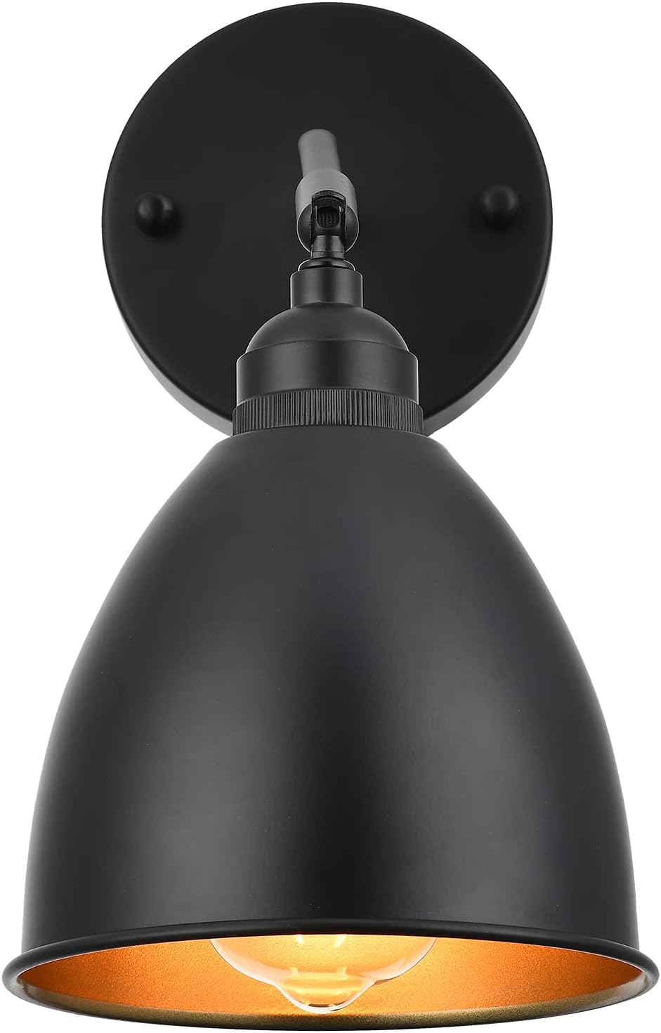 Industrial Farmhouse Metal Wall Sconce with on/Off Switch, Matt Black Funnel Shade S1451