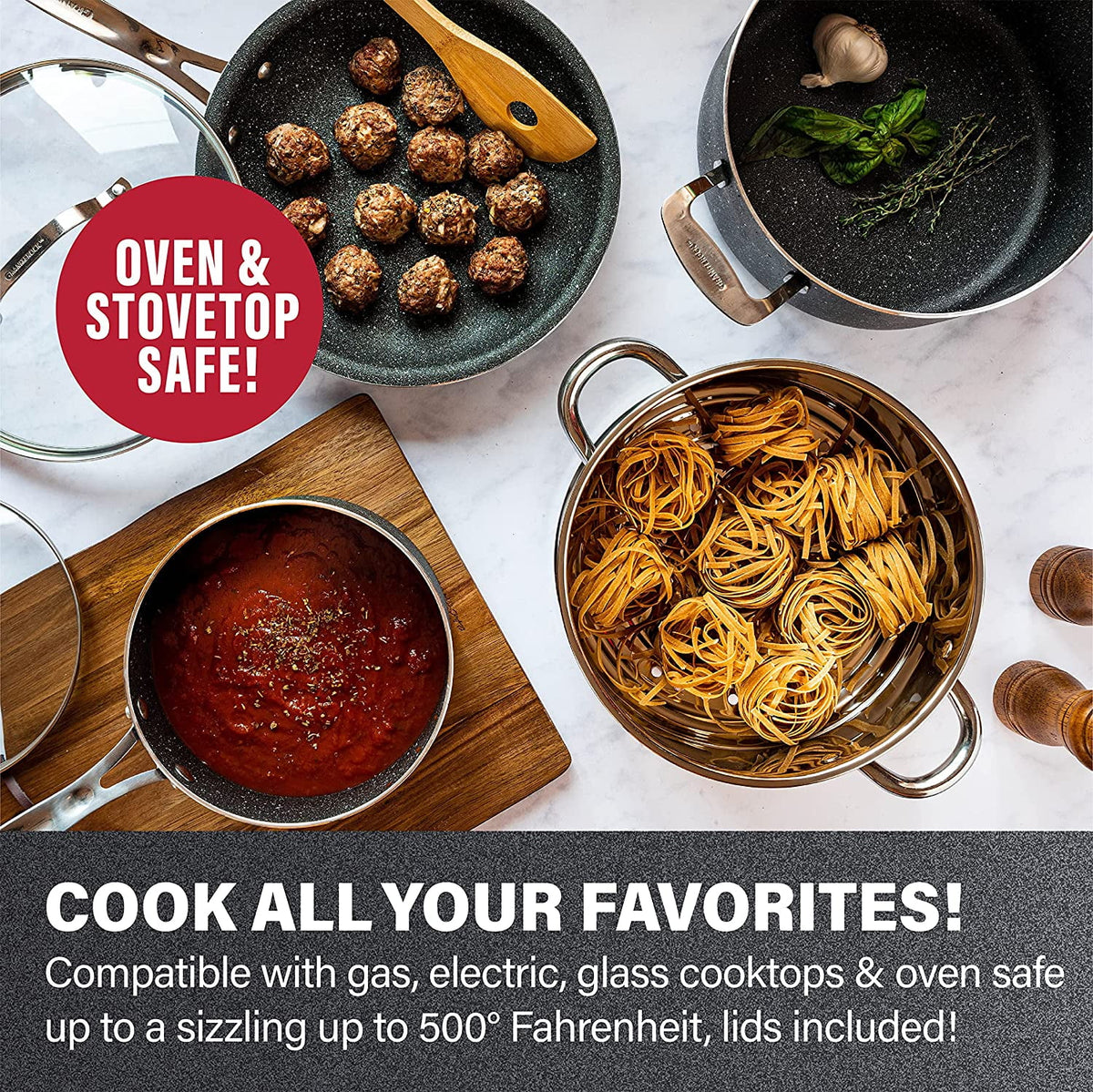 10 Piece Nonstick Granite Cookware Set T145849