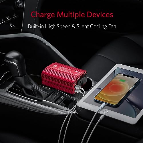 300W Power Inverter DC 12V to 110V AC Converter with USB-C Car Charger K6564