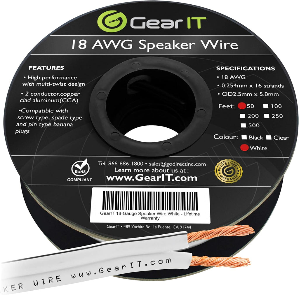 18AWG Speaker Wire Cable 100 Feet Black Pack of 2 Q4050