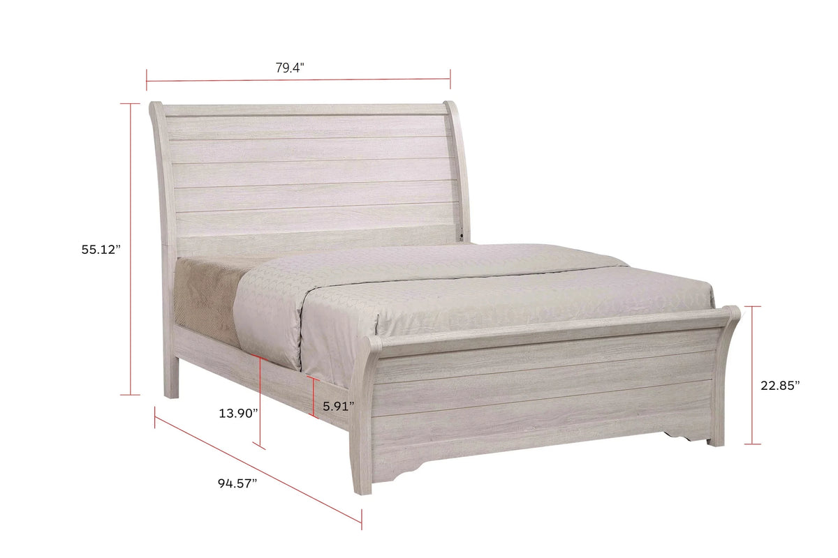 King Size Panel Bed Chalk Gray J699