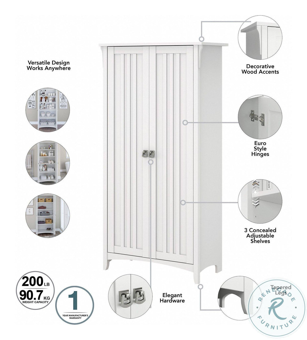 White Kitchen Pantry Cabinet with Doors K6300