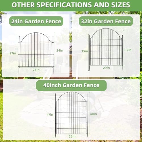 Arched Rustproof Metal No Dig Garden Fence with Ground Stake B471624