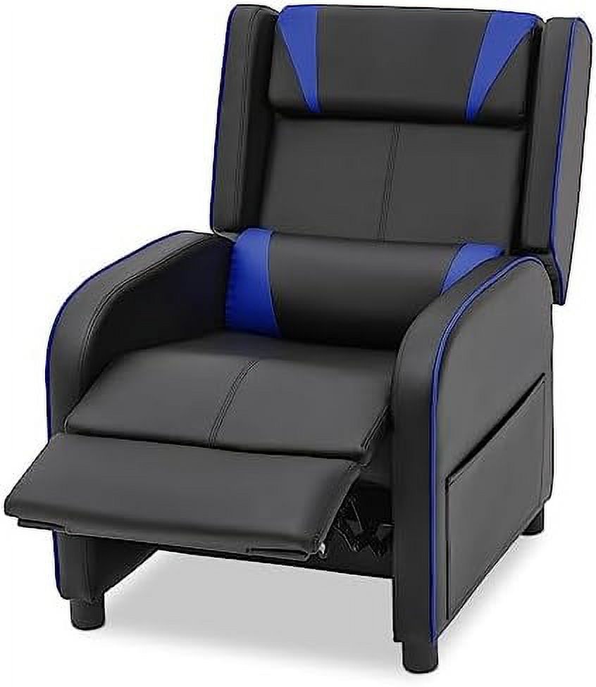 Blue PU Leather Racing Reclining Single Sofa M852