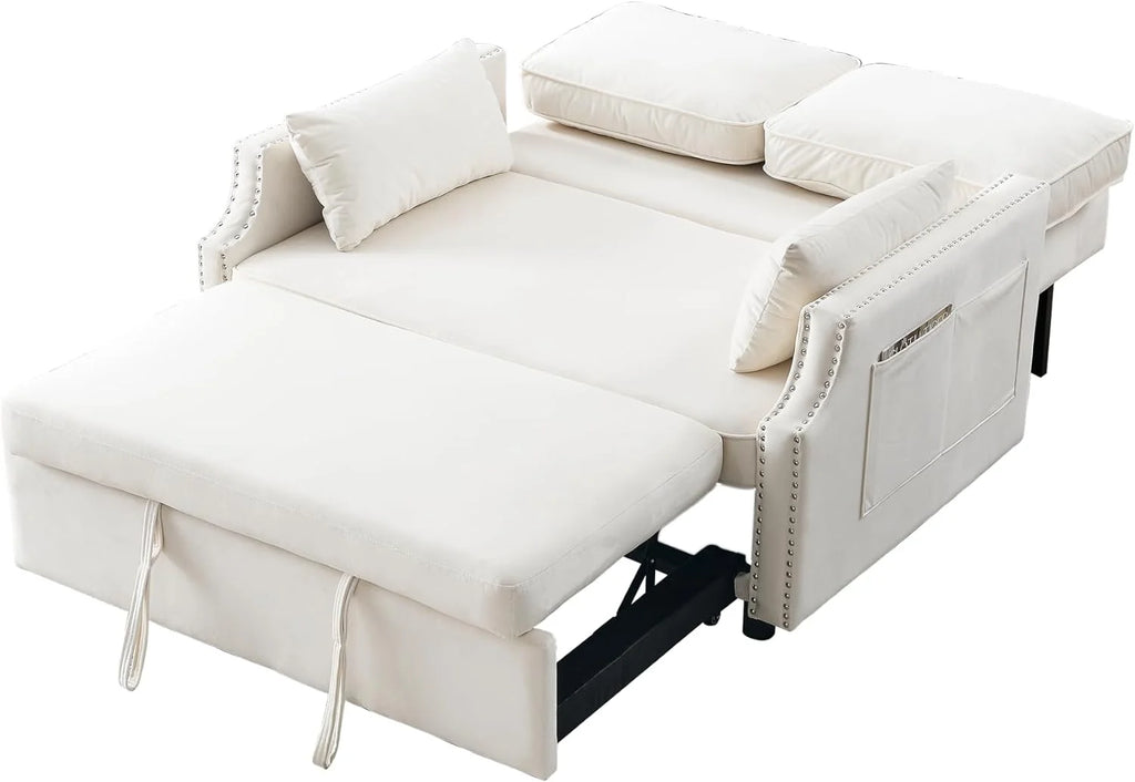 Velvet Convertible Sleeper Sofa with Pull Out Bed U378543