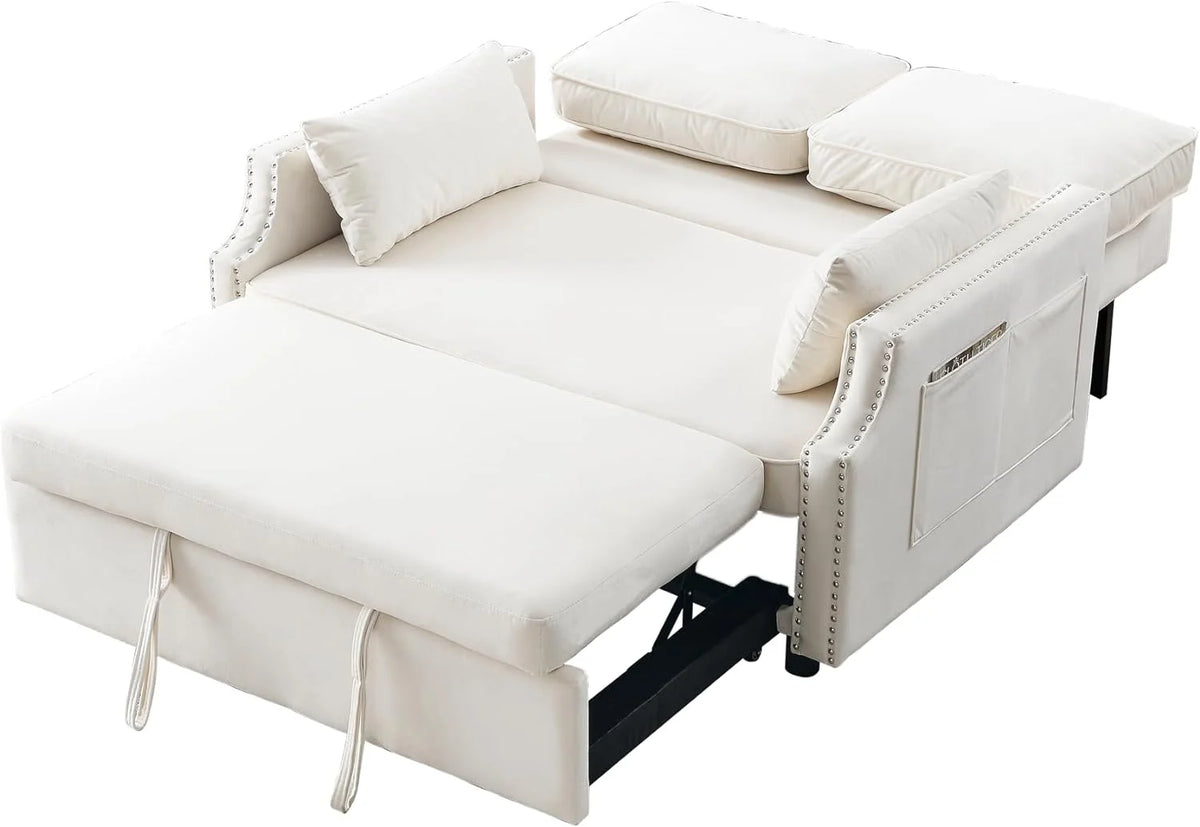 Velvet Convertible Sleeper Sofa with Pull Out Bed U378543