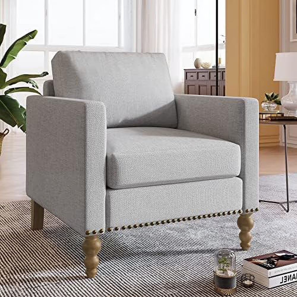 Blue Linen Tufted Recliner Single Sofa H58856