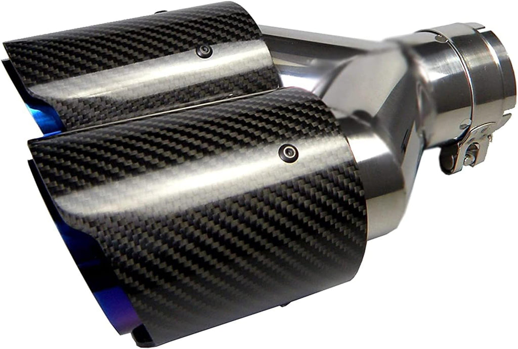 2.5" Inlet 63mm Double Exhaust Tip Carbon Car Exhaust Pipe Rear Tip 3.5" Outlet Glossy Blue S85146