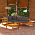 4 Piece Dark Gray Cushioned Acacia Wood Patio Lounge Set L56165