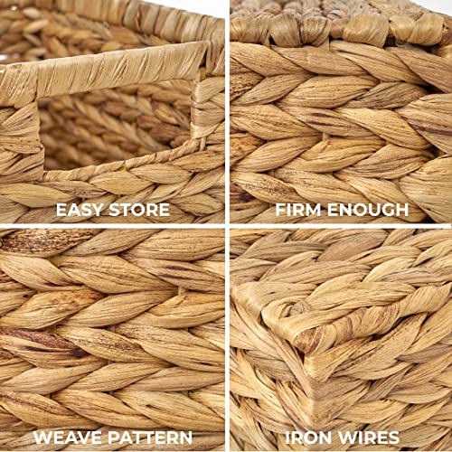 Set of 6 Natural Water Hyacinth Woven Storage Baskets with Built-in Handles R984452