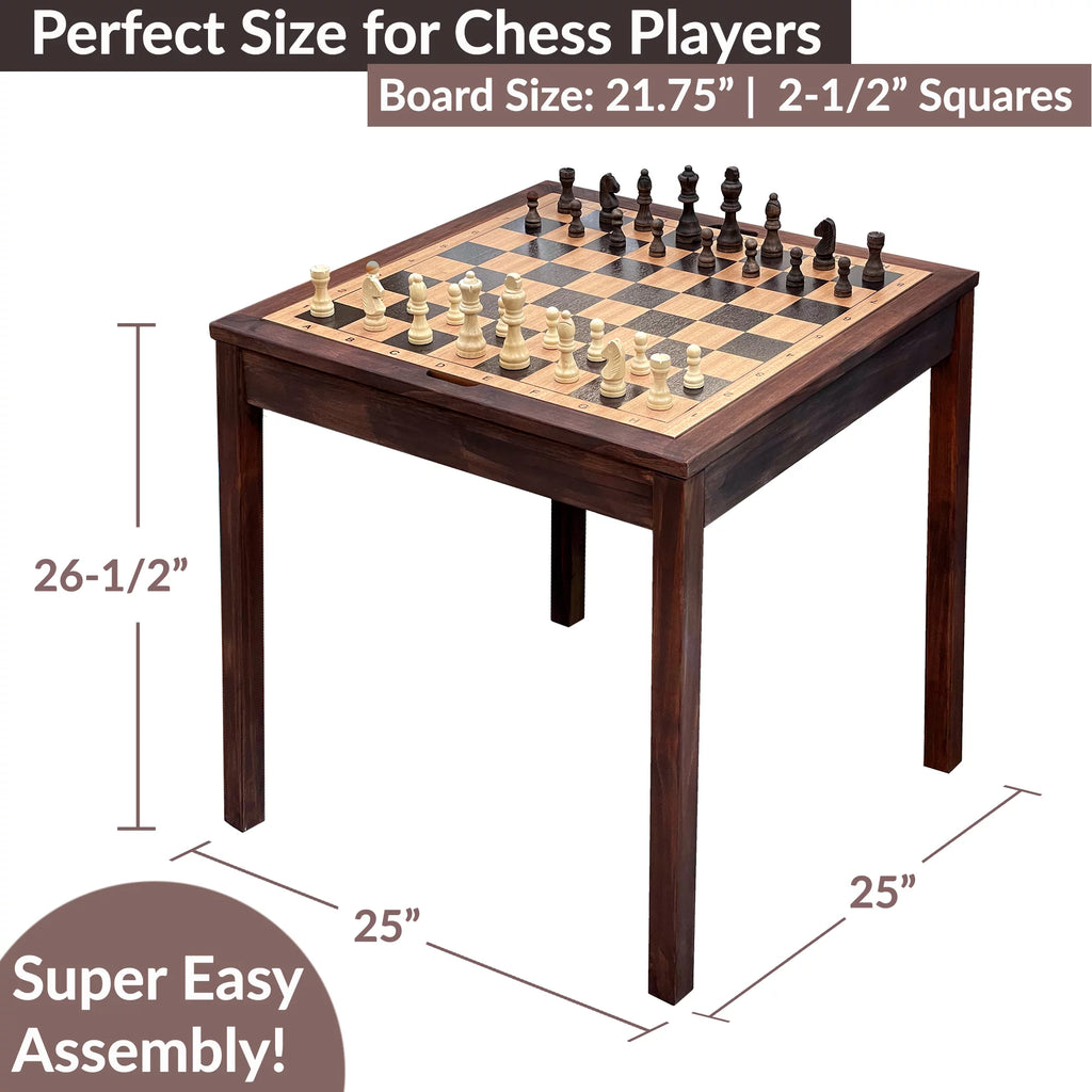 Wooden Chess Checkers and Backgammon 3 in 1 Combo Game Table Set C95224