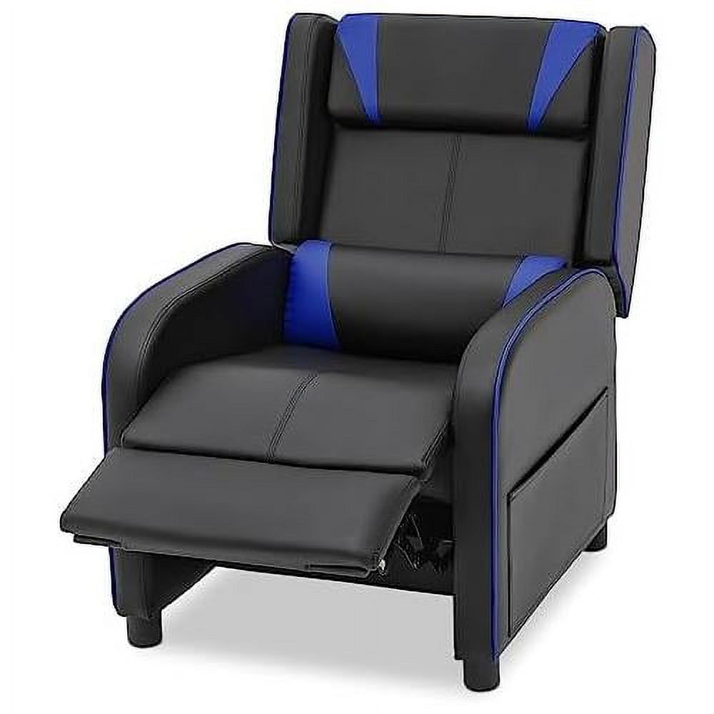 Blue PU Leather Racing Reclining Single Sofa M852
