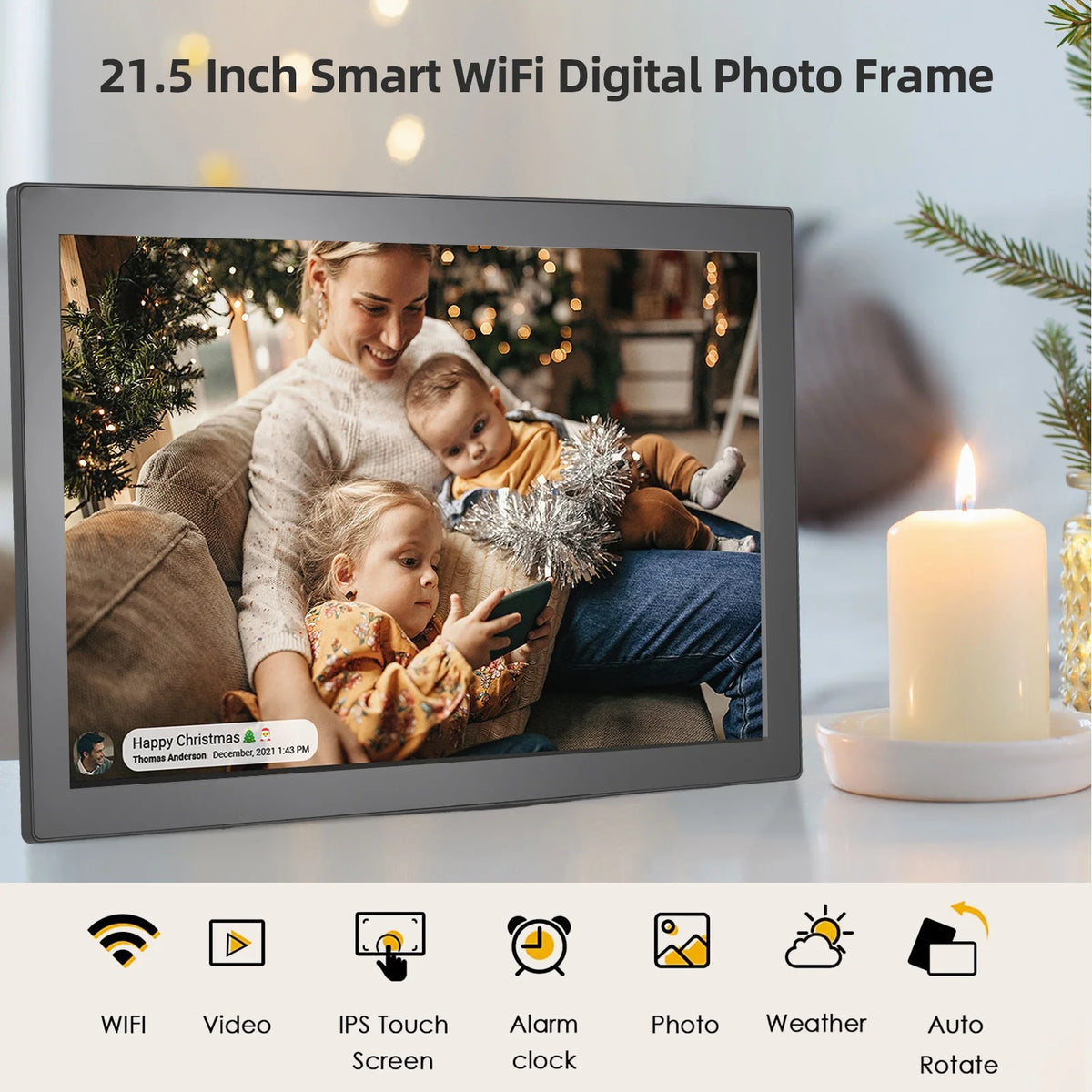 21.5-Inch IPS WiFi Digital Photo Frame with 16GB Storage X7274