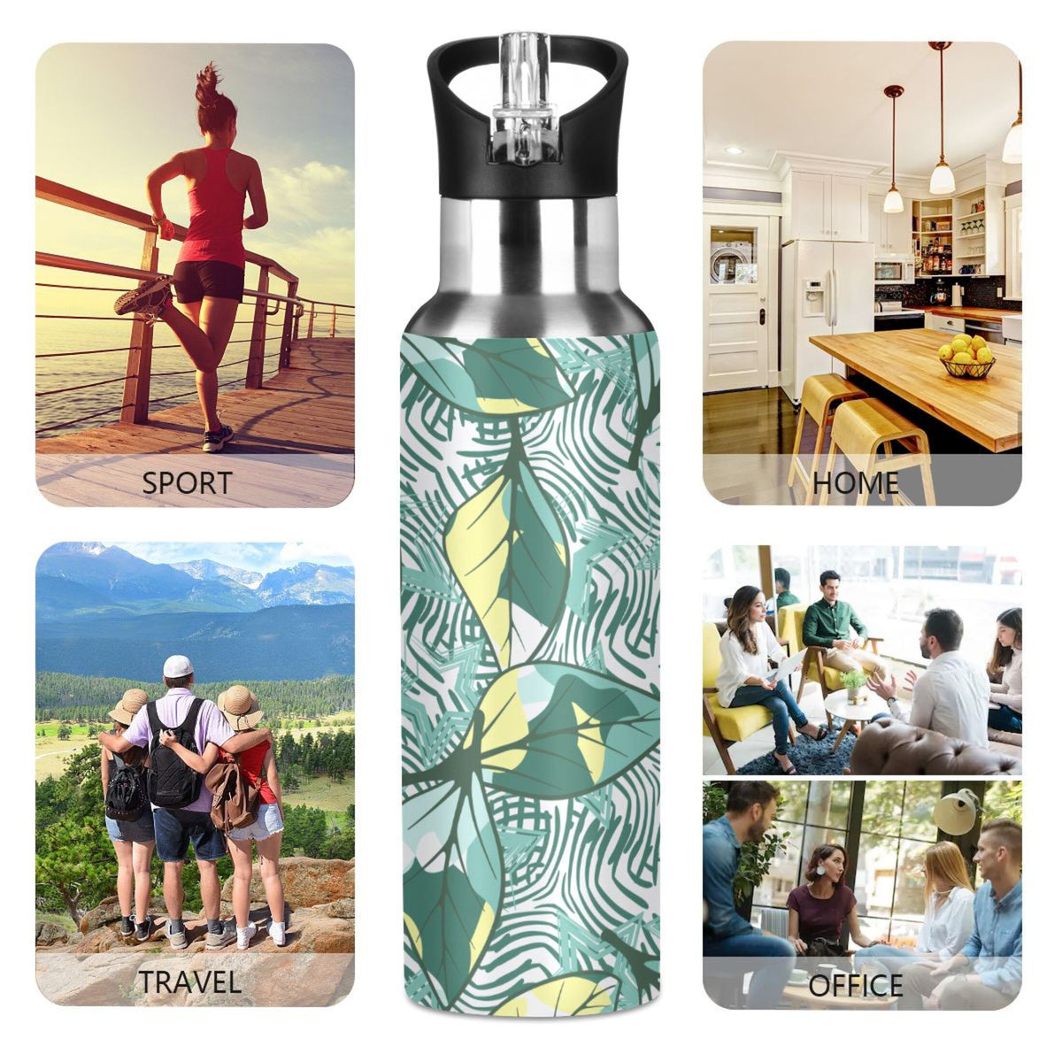 20 oz Insulated Stainless Steel Water Bottle with Straw Lid B23040