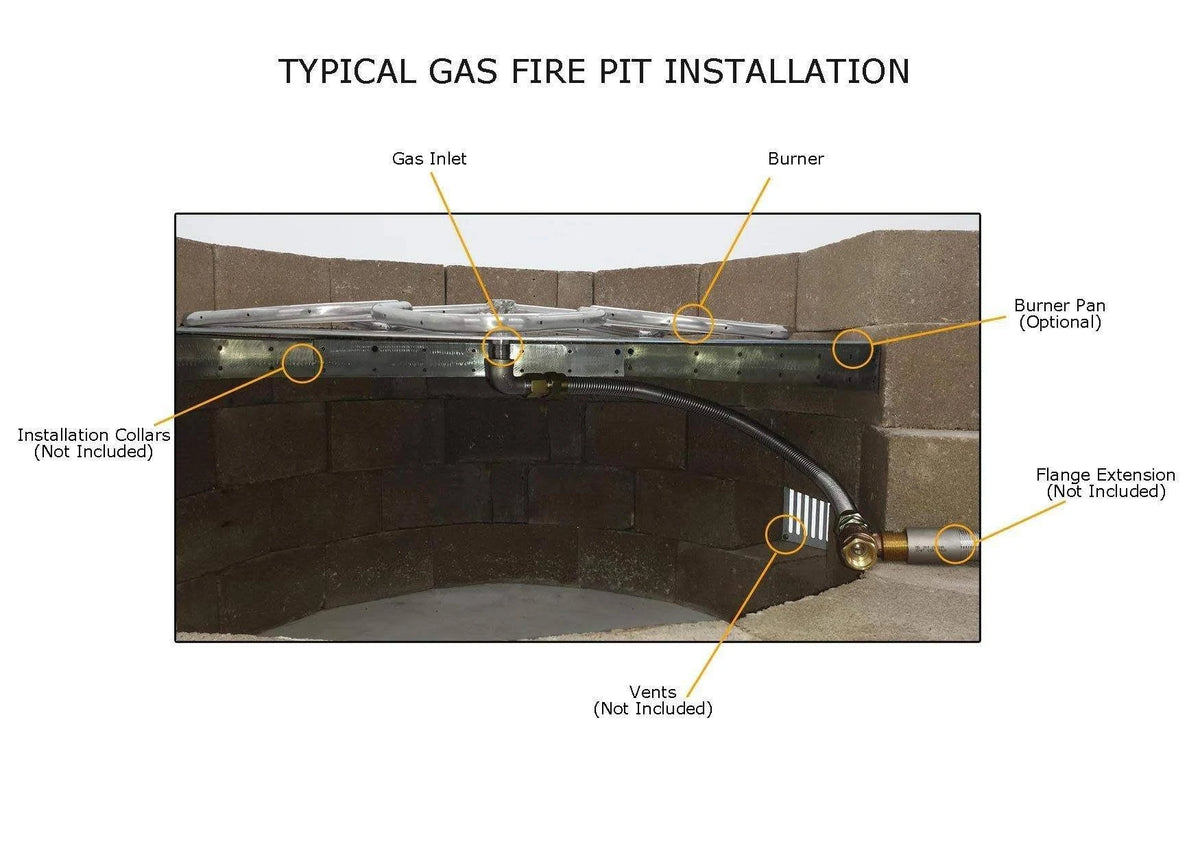 Flat Black Natural Gas Fire Pit Burner Ring Kit V44732